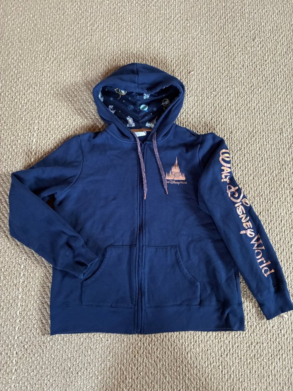 Walt Disney World 50th Anniversary Blue Women’s Full Zip Hoodie XLarge